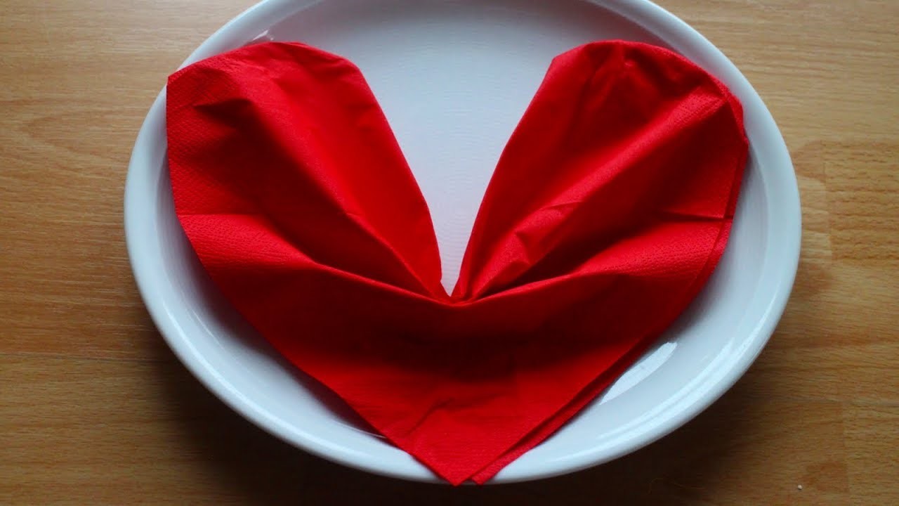 Servietten falten Herz für Muttertag, Hochzeit, Valentinstag, Weihnachten Geburtstag W+