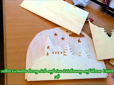 Winterliches Weihnachtsbasteln, Holzwerken an einer Grundschule