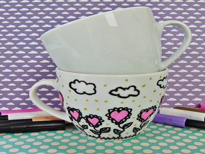 Basteln: Tasse bemalen. Last minute Geschenkidee. DIY