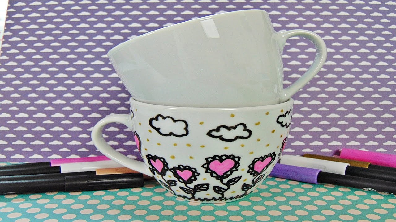 Basteln: Tasse bemalen. Last minute Geschenkidee. DIY