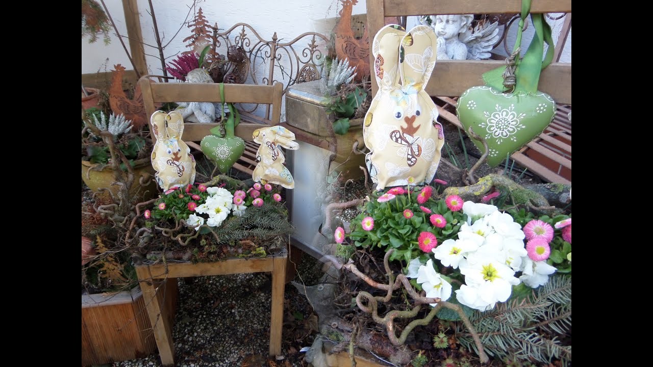 DIY-Blumendeko: Shabby Chic PFLANZSTUHL  im Oster-Look, so einfach gemacht :)) UPCYCLING