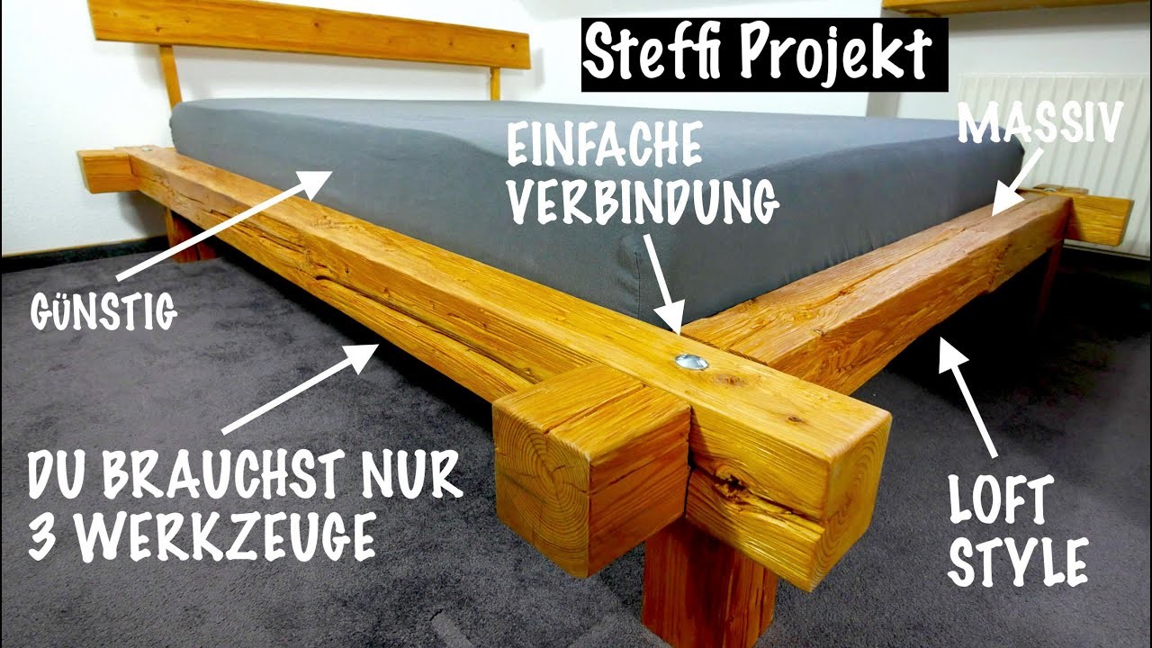 Bett aus Balken selbst bauen mit NUR 3 Werkzeugen - Geht das? | MrHandwerk