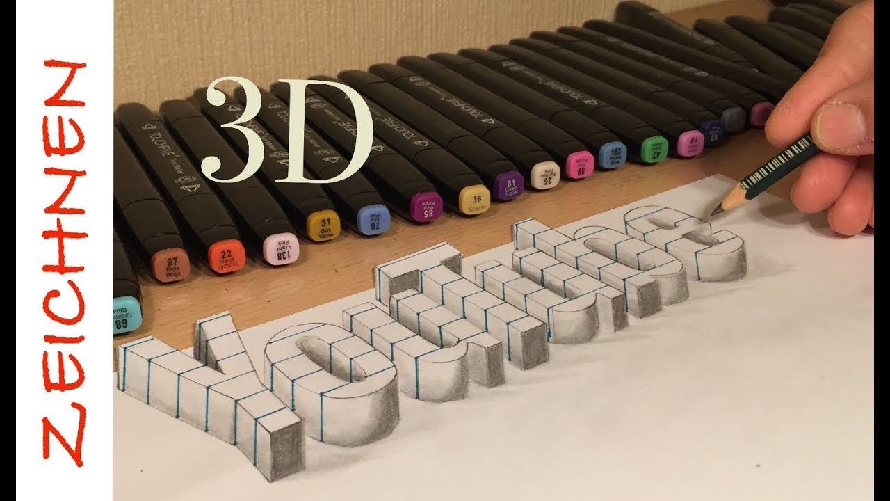 3D Zeichnen lernen YouTube für Anfänger leicht - How to Draw 3D creation ilussion