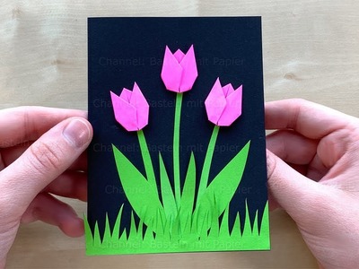 Basteln mit Papier : Karte mit Blumen als Geschenk selber machen ???? Glückwunschkarte