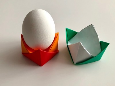 Basteln zu Ostern - Origami Eierbecher aus Papier falten - DIY