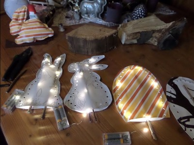 DIY-BASTELN: LED OSTER-DEKO aus Wachstuch,auf Brennholz &  Natur, TOLLES Upcycling :))