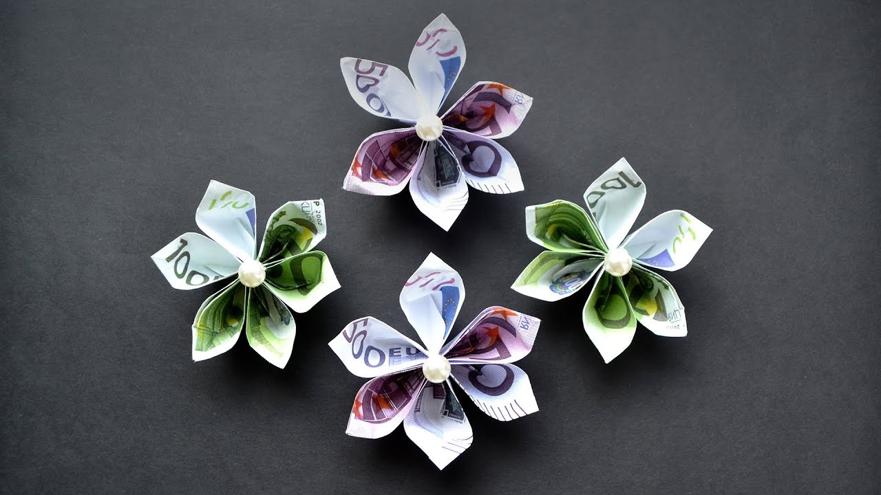 Herrlich Origami BLUME Euro Geldschein GELD FALTEN |  Easy Money Origami FLOWER Tutorial DIY