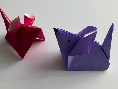 Origami Maus falten - basteln mit Papier für Kinder - DIY Origami Mouse - оригами