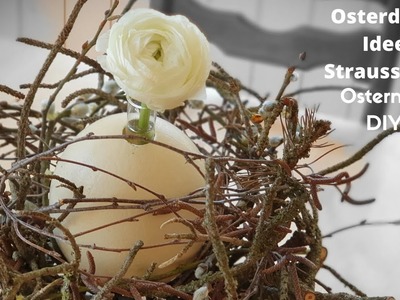 Osterdekoration mit Zweigen selber machen -  Straussenei natürlich dekorieren - DIY Anleitung- Deko