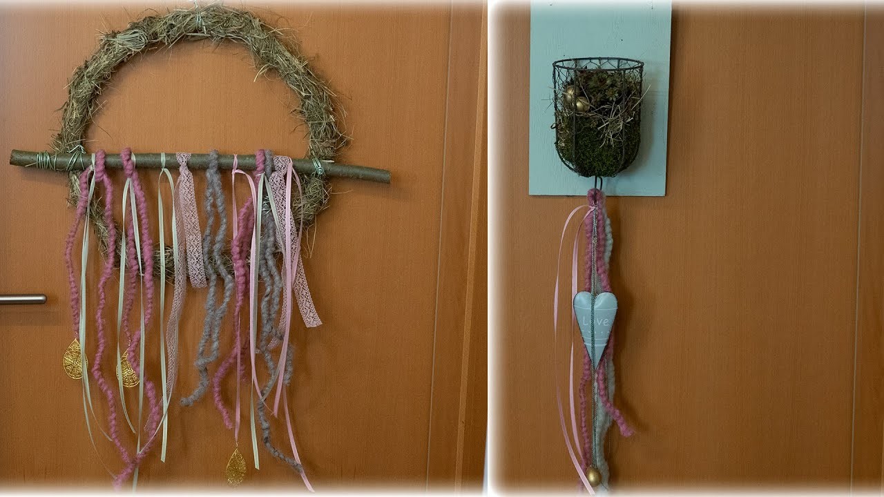 Dekoidee mit Kranz und Drahthaube | ????Pastelliges für die Tür | Blumen und Dekoration