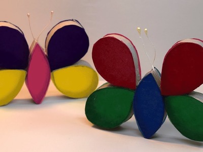 Schmetterlinge aus Papprollen basteln