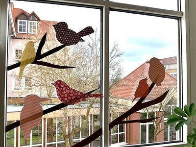 Vögel basteln aus Papier | Fensterdeko | Wanddeko