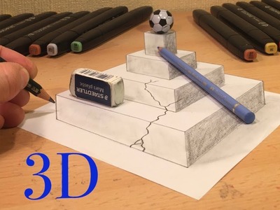3D Zeichnen lernen für Anfänger, kinderleicht- Easy 3D Drawing illusions pirâmide