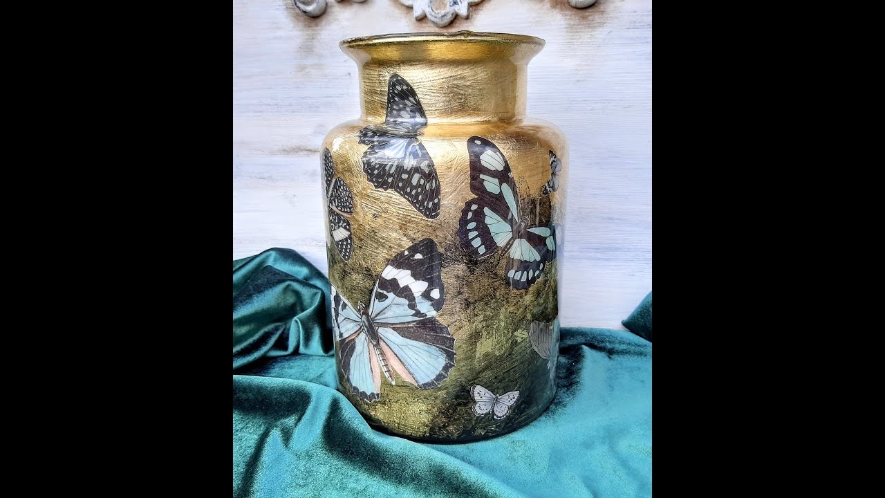 Anleitung Decoupage hinter Glas "Golden Butterflies"