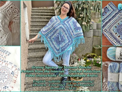 Granny Squares for Poncho (Pattern from internet - Crochet Addiction)