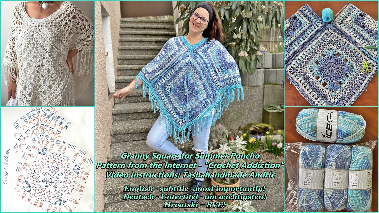 Granny Squares for Poncho (Pattern from internet - Crochet Addiction)
