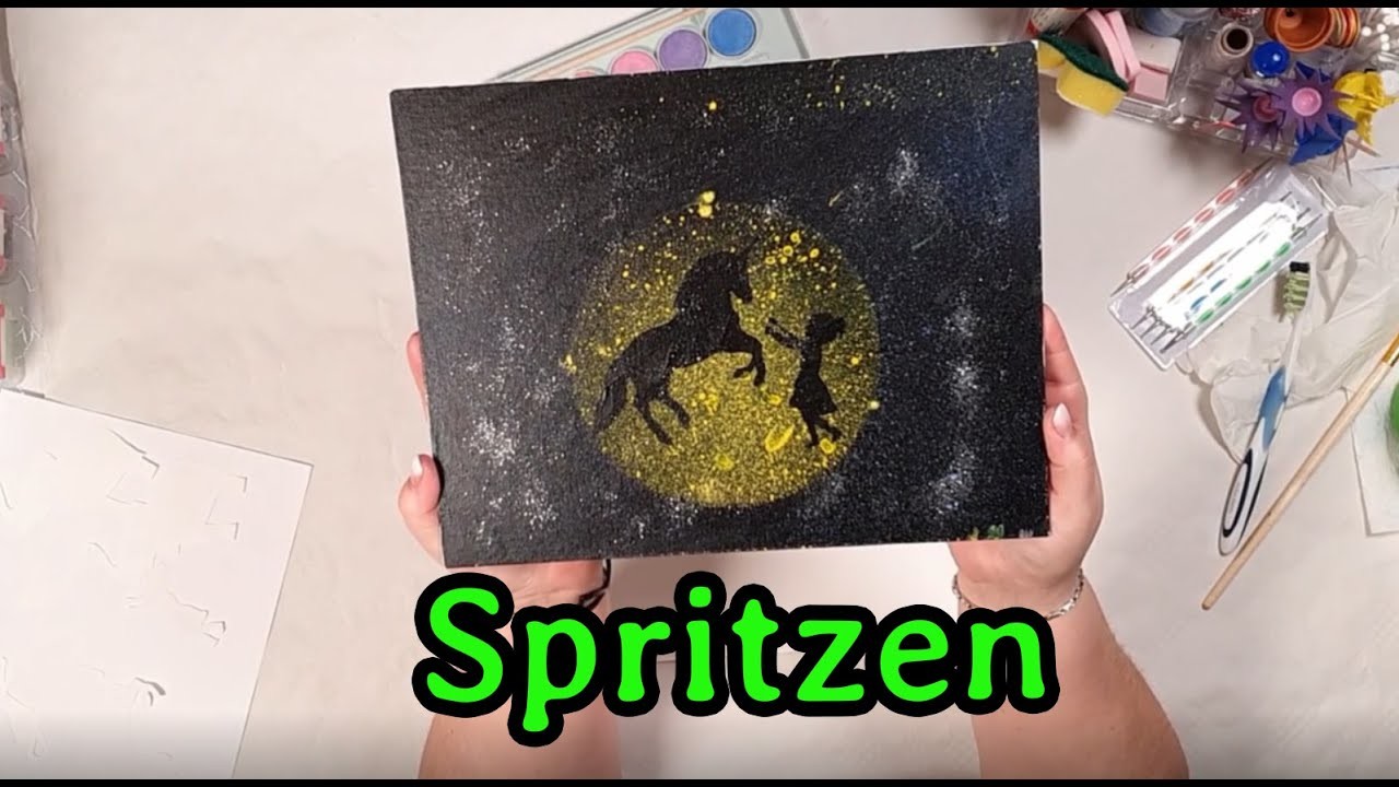 Spritzbilder mit Zahnbürste