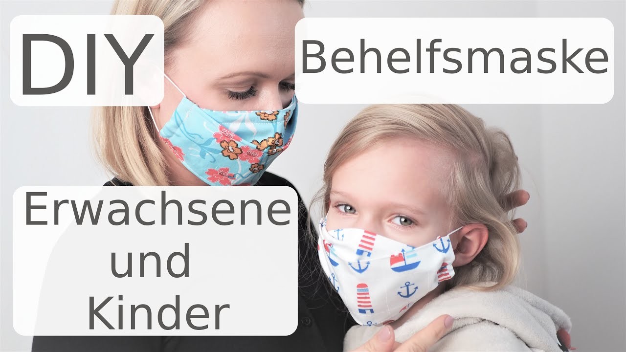 DIY Mundschutz nähen - Maske - Gesichtsmaske - für Erwachsene und Kinder