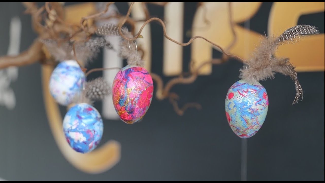 DIY Osterdeko | Basteln mit Kindern: Ostereier Färben mit Nagellack & ausgeschmückte 3D Variante