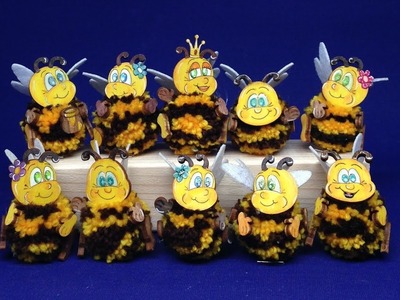Pompom-Bommel Bienen bemalen und basteln