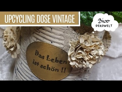 Upcycling Dosen Vintage mit Häkel-Briefmarken von Nadine