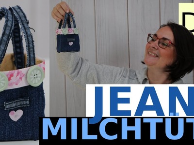 Milchtüte mit Jeans - Latzhosen-Look selber machen - Geschenkidee | DIY einfach erklärt