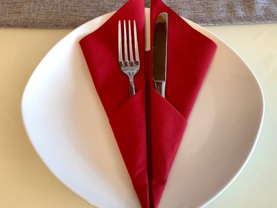 Servietten falten - einfache Bestecktasche schnell falten - Tischdeko