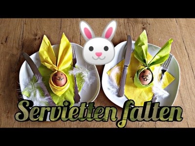 Servietten zu Ostern falten -  Hasenohren aus Servietten für das Frühstücksei