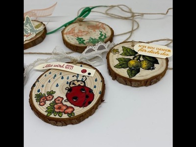 Stempeln auf Holzscheiben