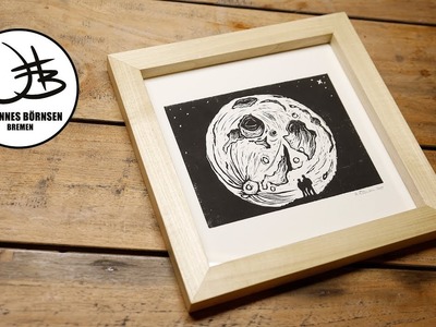 Ein Bilderrahmen aus Tulpenbaum und ein selbstgemachter Linoprint