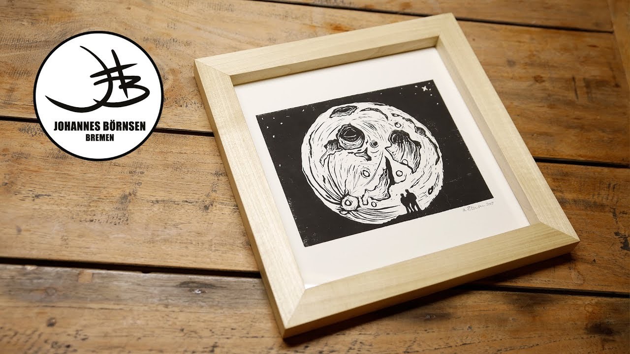 Ein Bilderrahmen aus Tulpenbaum und ein selbstgemachter Linoprint