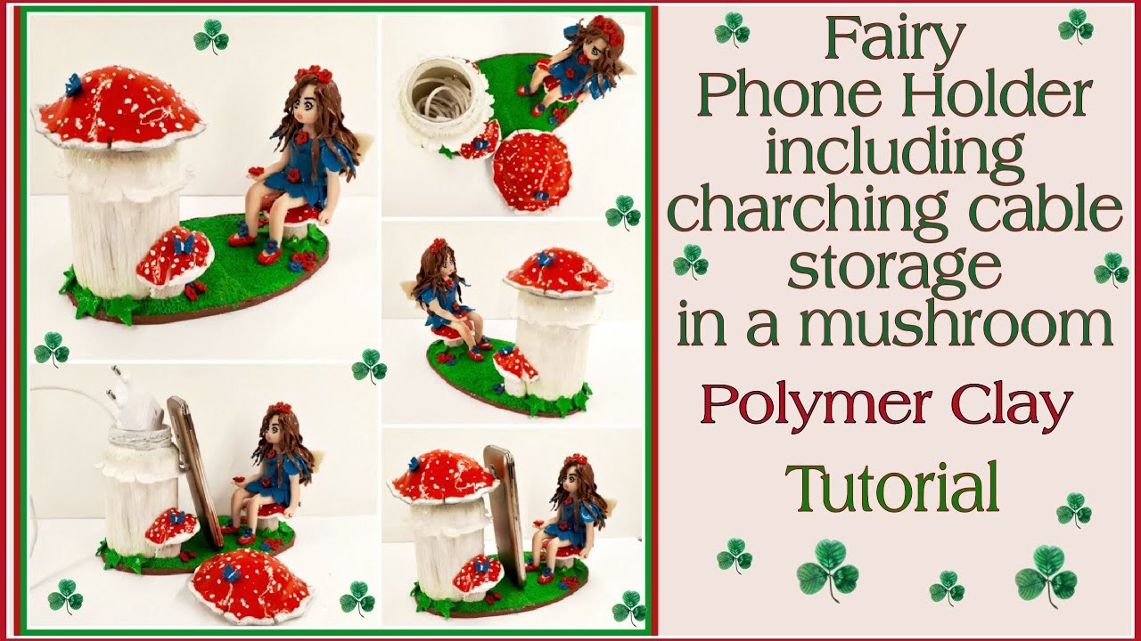 Fairy Phone Holder including Charching Cable storage, Polymer Clay, Tutorial