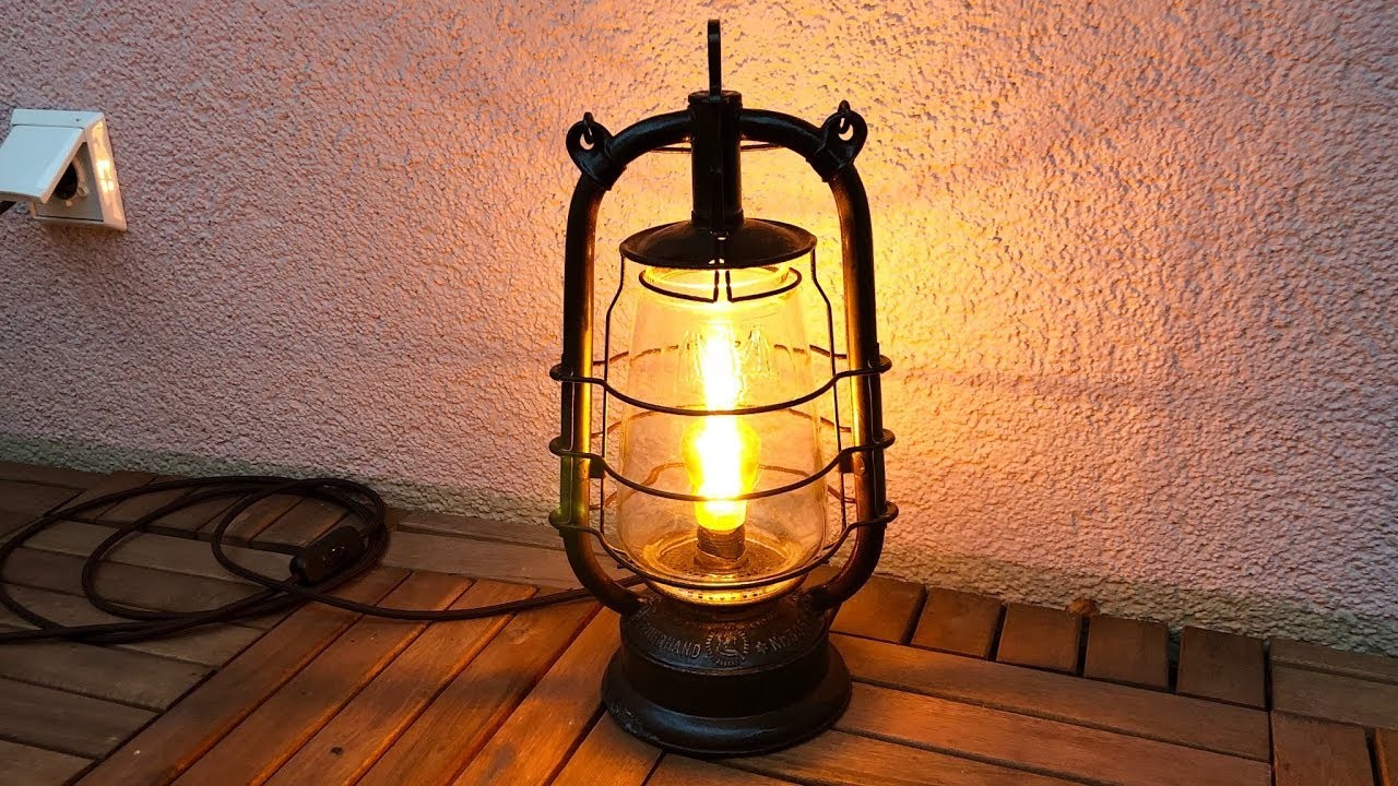 Petroleum Sturmlampe restaurieren und auf LED Lampe umbauen . DIY