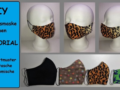 DIY Mund- und Nasenmaske nähen, ergonomische Behelfsmaske mit Filtertasche, Schnittmuster TUTORIAL