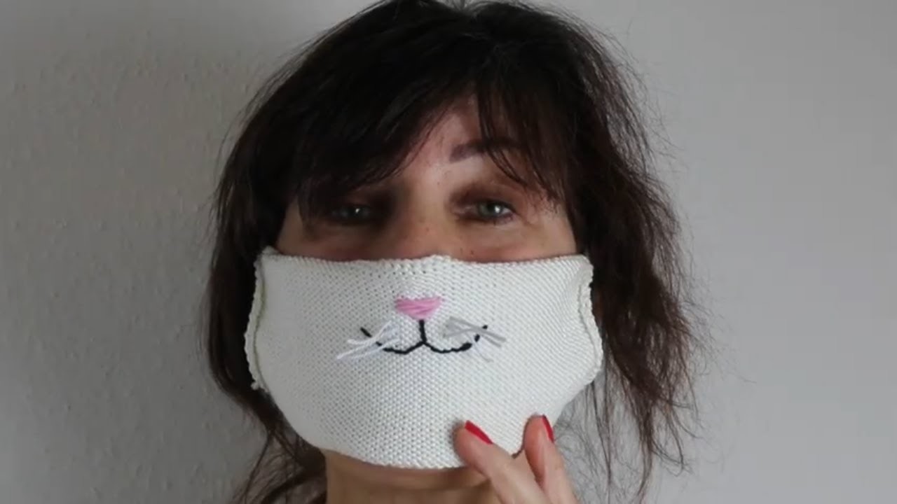 Mundschutz Maske Katze stricken