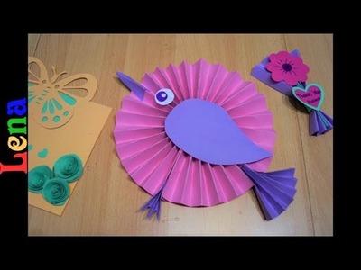 Papier Vogel basteln - How to make Rosette Bird DIY - как сделать птицу из бумаги