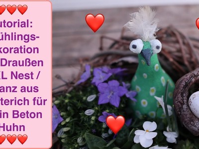 ????DIY : XXL Kranz aus Knöterich für mein Beton Huhn, Frühlingsdeko - Osterdeko Selbermachen