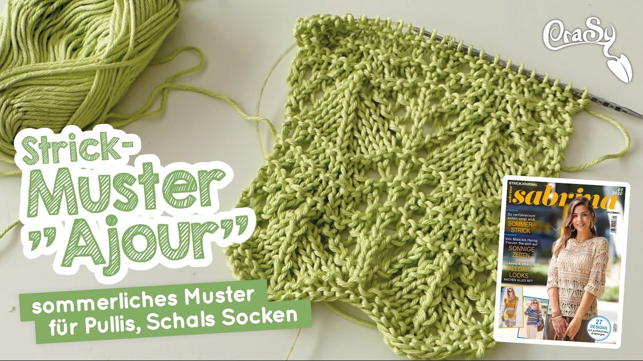 Sommerliches Ajour Strickmuster (with english subtitles) #Strickmuster #Ajourmuster #knittingstitch