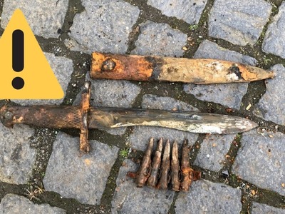 Super geile Funde - Bajonett und MG Munition - beim Magnetfischen gefunden -Magnetangeln-