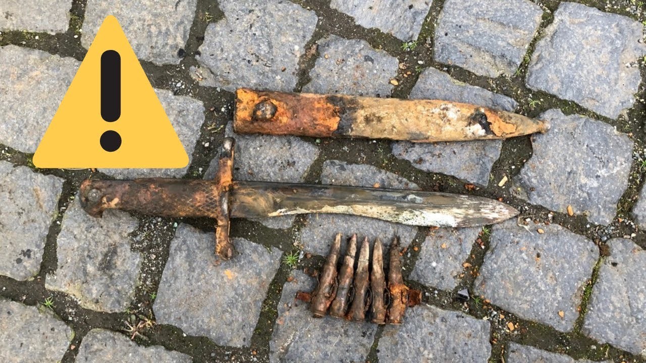 Super geile Funde - Bajonett und MG Munition - beim Magnetfischen gefunden -Magnetangeln-