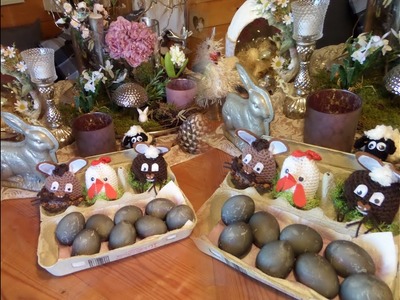 DIY: OSTER-EIER, Frühstücks-EIER FÄRBEN gesund & schnell mit TEE -DINO LOOK :)) & Deko Ideen