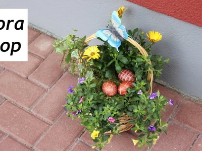 Osterdeko -  Geschenkidee mit Sommerpflanzen für Balkon und Garten in einem Körbchen selber machen