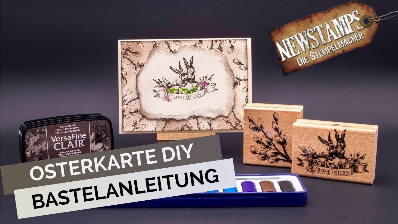 Osterkarte "Frohe Ostern" Bastelanleitung mit Papier und Stempel - Karte selber basteln DIY Tutorial