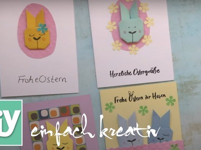 Osterkarten mit gefalteten Origami-Hasen | DIY einfach kreativ