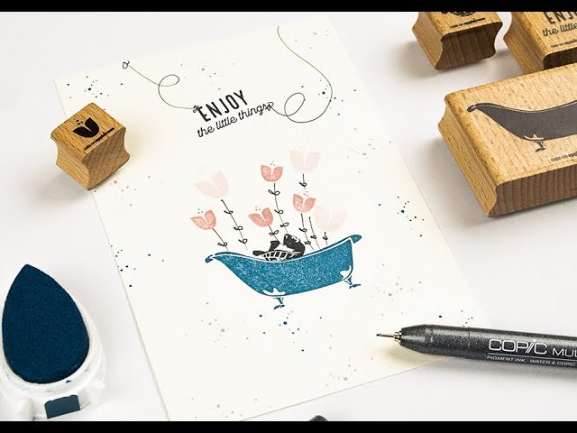 Quick & Easy Card Stamping Tutorial #08 - Happy Swimming