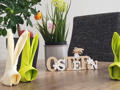 Tischdeko für Ostern - Hase aus Servietten falten