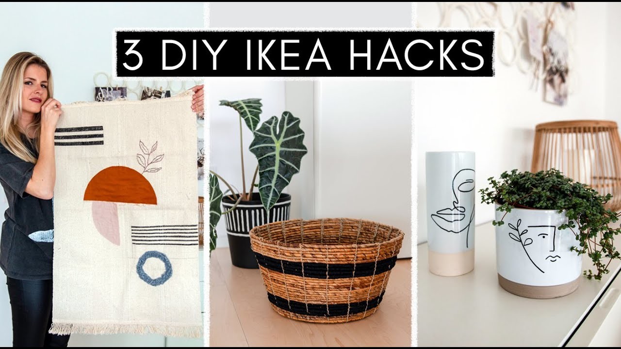 3 DIY IKEA Hacks - Interior & Deko: Wandteppich, Line Art Vasen, Deko Körbe