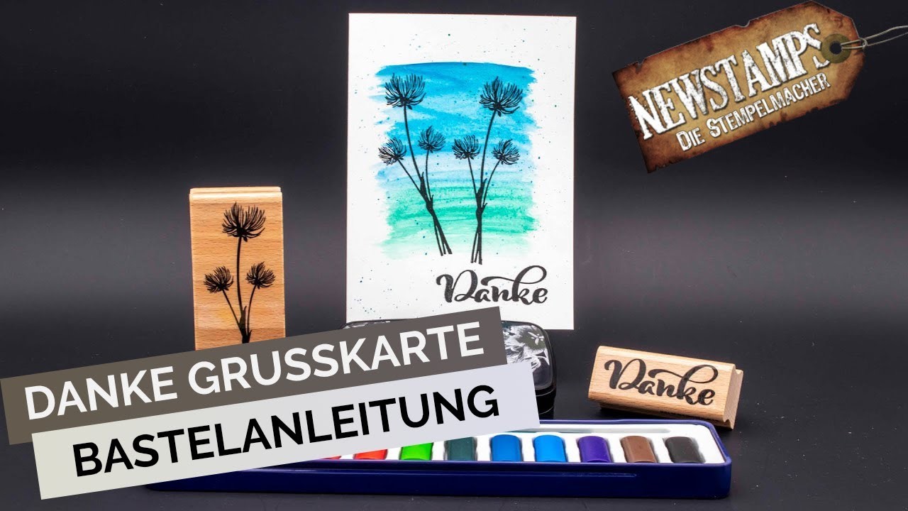 Danke Karte Bastelanleitung mit Papier und Stempel - Karte selber basteln DIY Tutorial - Bastelshop