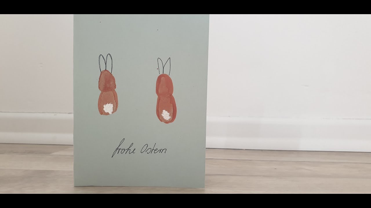 Hasen-Karte mit Fingerabdrücken zu Ostern
