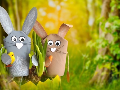 Lustige Osterhasen aus Klopapierrollen basteln - Ostergeschenk. easter bunny craft for kids